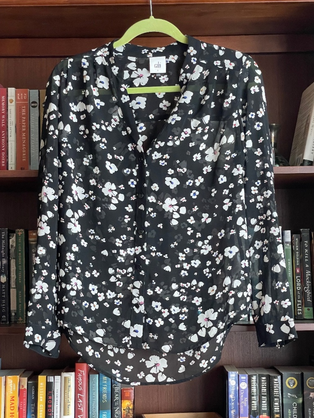 Cabi Sheer Floral Buttoned Blouse